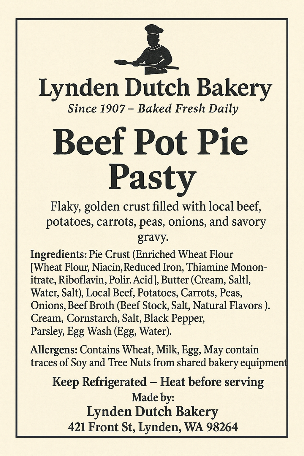 Beef Pot Pie Pasty Box