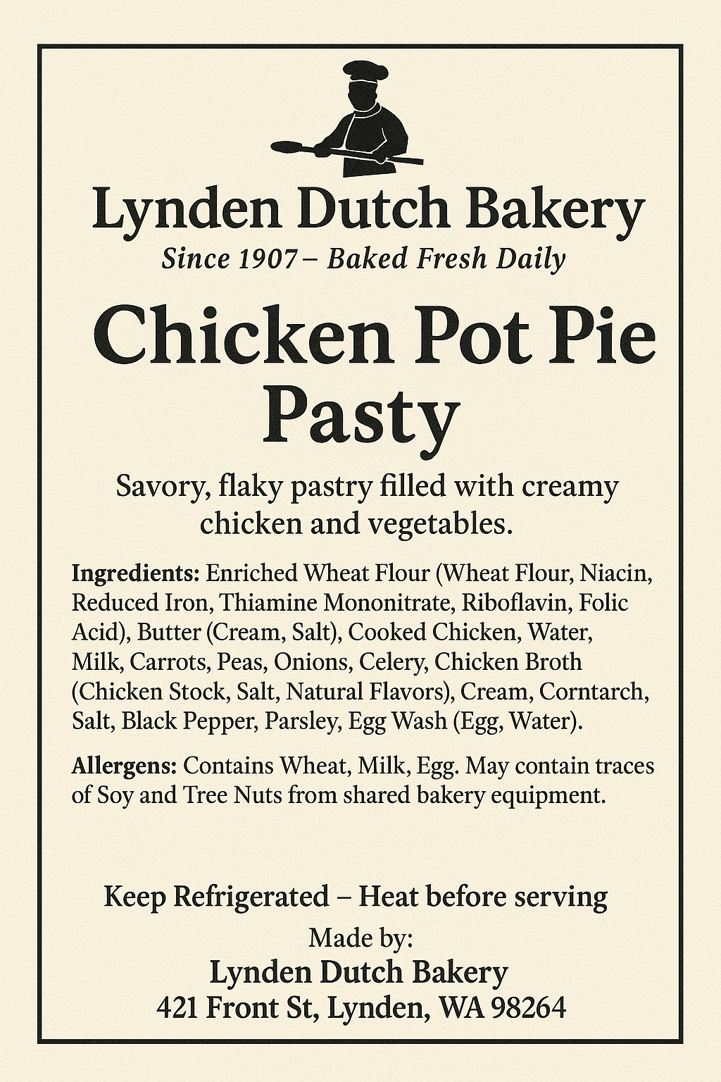 Chicken Pot Pie Pasty Box